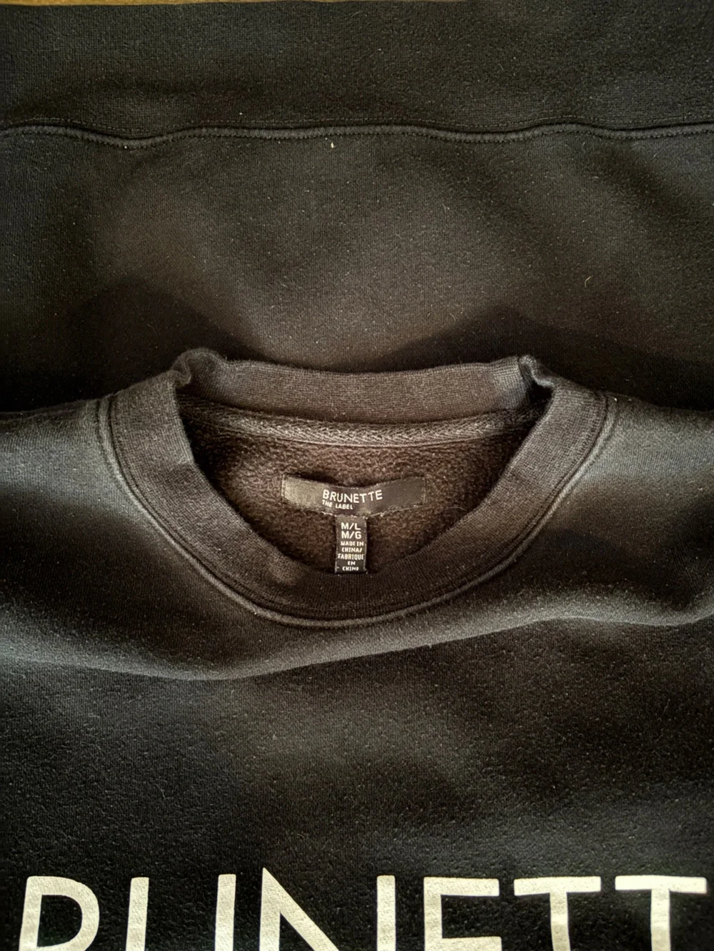 Brunette The Label “BRUNETTE” Crewneck Sweatshirt | Black | M/L - Picture 7 of 7